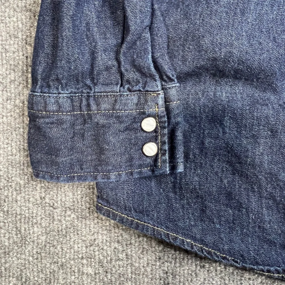 Levis Mens XXL Pearl Snap Button Dark Wash Denim Western Shirt Long Sleeve‎